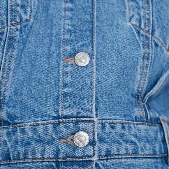 Zara Blue Denim Button-Front Mini Dress Jacket - Picture 7 of 8